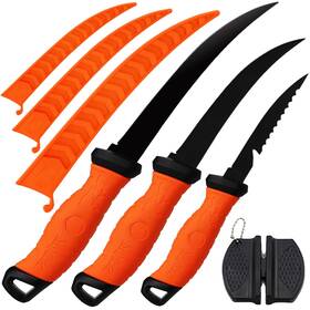 Fk-3pcs-orange Howorr 3 Pcs Kitchen Knife Set 5-7 Inches Professional Fishing Fillet Wit