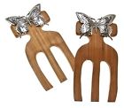 112980 Id Accent Butterfly Set Salad Solid 2 Pewter Hands Bamboo -