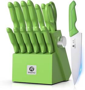 Imarku 850065367439 Knife Set With Block Sharp Sets Built-in Sharpener Jap