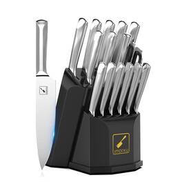 I-ks0451-2wh Imarku Knife Block Set 16 Pcs Kitchen With Sharpening Ro... Fast Ship