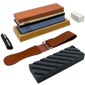 Tq22797 Imeshbean 9pcs Knife Sharpening Stone Kit Double-sided Grit 400/1000 3000/8000 Whetsto