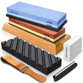 Mds00a Intelitopia Complete Knife Sharpening Stone Set Dual Grit Whetstone 400/1000 3000/80