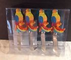 Island Paradise Tropical Parrots Poly-resin Cheese Spreader Set 4 New In Box 053025730421