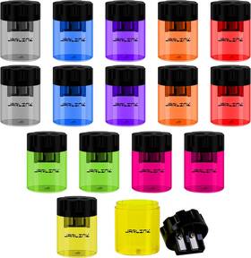 Op316c16  Jarlink 16 Pack Dual Hole Pencil Sharpeners With Lid Carbon Steel Blades Clear Case