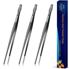 T-tongs-12-12-12-black Jetkong 12-inch Cooking Tweezers Tongs Precision Serrated Tips Stainless Stee
