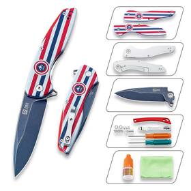 Jin-009rblt Jin Pocket Knife For Men Folding Edc Captain Knives With Clip