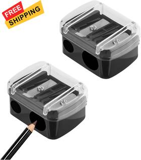 Dm-904 Jinshining 2pcs Dual Hole Eyeliner Sharpener - Professional Makeup Pencil Black