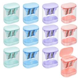 Jvps-001 Jovanssen Pencil Sharpener 12pack Handheld Dual Hole Color Purple Blue Pink Green