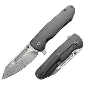 K1084a3 Kansept Superhawk Pocket Knives 3.89ftftdamascus Steel Sharp Blade Blackwash