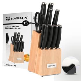 Hm2208t-15 Katisun 15-piece Kitchen Knife Set With Block Abs Ergonomic Handle For Che... Fast Ship