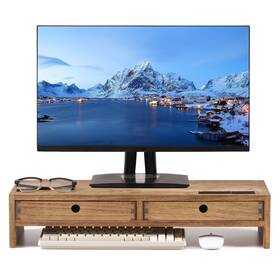 Kirigen Tq-pmj-dbr-2us Wood Monitor Stand With 2 Drawers Solid Computer Riser