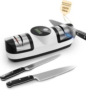 Kiseely 795490890438 Electric Knife Sharpener 5 In 1 Sharpening System With 3 Speed Setting
