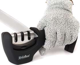 Ks37-p Kitchellence 4-in-1 Kitchen Knife Accessories 3-stage Sharpener Helps Repair Restore