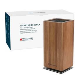 Kitchendao 850078402264 Magnetic Knife Block Without Knives 360 Rotatable Acacia Wood