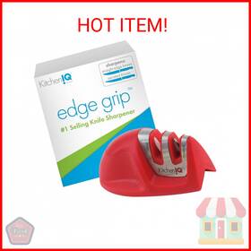 50883 Kitcheniq 445050732762 Edge Grip 2-stage Knife Sharpener Red Coarse And Fine Sharpeners Compact