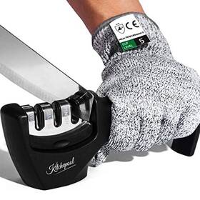 Kitchepool 702735942203 New 4-in-1 Knife Sharpener Kit With Cut-resistant Glove