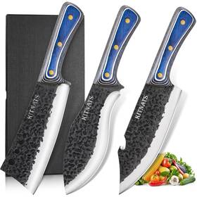 Lk03 Kitnats 3pcs Kitchen Knife Set Hand Forged Butcher Knives - Chef And Butche