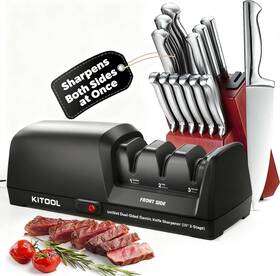 Kitool 705353618529 Electric Knife Sharpener Dual-sided 3-stage With 100% Diamond Abrasiv