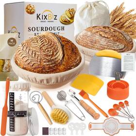 Kixbiz 199874604657 Sourdough Starter Kit With Round And Oval Banneton Bread Proofing Basket Compl