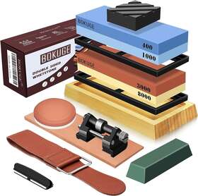 M180s Knife Professional Sharpener Kit With Non-slip Bamboo Base Honing Guide Polish