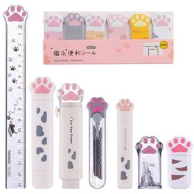 9pcs-cat Kogcmeetl 8 Pcs Cute Cat Paw Stationery Set Kawaii School Supplies Including White