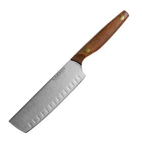 Lamson 082498565438 7 Inch Vintage Nakiri Knife With Kullenschliff Hollow Edge Walnut H
