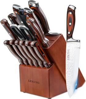Leking 788081227843 15-piece Block Knife Set With Wooden Premium High Car... Fast Ship