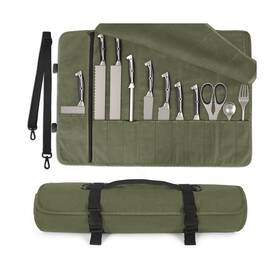 Lelezone 768534658592 Chef Knife Roll Bag Waterproof Waxed Canvas Case Holds Knives... Fast Ship