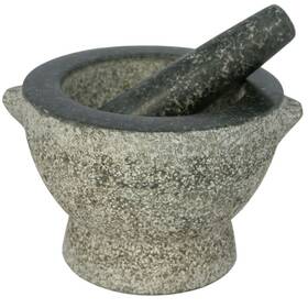 Mo-tha008b Libertyware Stone Granite Mortar And Pestle 4 Cup Capacity 8 Inch Gray