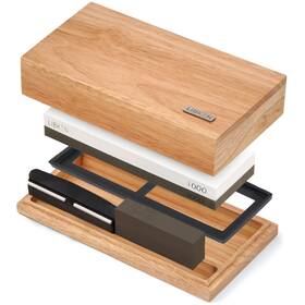 Bamo-000263 Libken Whetstone Knife Sharpening Stone Kit 1000/6000 Grit With Wooden Box