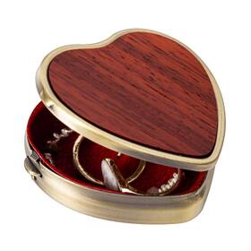 Liksangmetals 313448716060 Heart Shaped Retro Metal Jewelry Box With Mirror Red Pear Wood