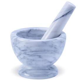 Liuher 6-3/4 H5 Marble Mortar And Pestle Set Spice Grinder Herb Ginder Unpolished S