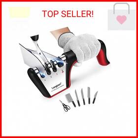 Aplus-v2 Longzon .aplus-v2 4-in-1 Knife Sharpener 4 Stage With A Pair Of Cut-resistant Glove Original Pr