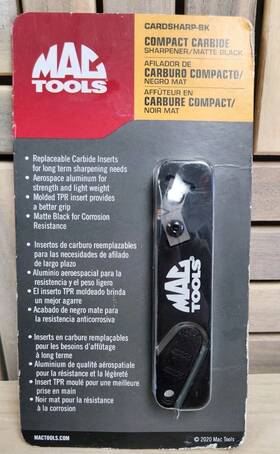 Mac Tools 810485024022 Compact Carbide Sharpener/matte Black- Cardsharp-bk