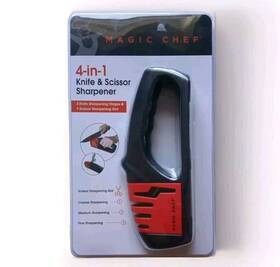 Magic Chef 042887795525 New 4-in-1 Knife And Shear Sharpener Non-slip Easy Grip Handle Black