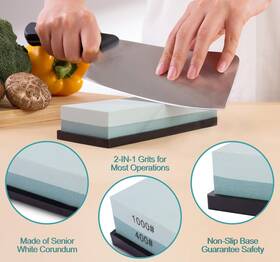 Mido Professional Abrasive 313115791788 Knife Sharpening Stone 400/1000 Whetstone With Non-slip Rubber