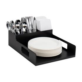 Mind Reader 887530000324 Utensil Napkin And Plate Organizer Tray Countertop Caddy With 7