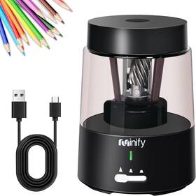 Ps01 Minify Pencil Sharpener Electric Heavy Duty Lightweight Black