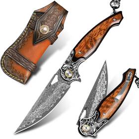 Minowe Mi6s88df99681q Handmade Mens And Womens Edc Pocket Knife Damascus Steel Folding Knife&