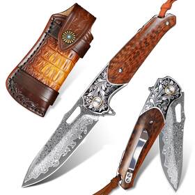 Minowe Miod506gb65s2 Handcrafted Damascus Steel Folding Pocket Knife Mens And Womens