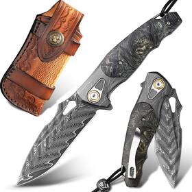 Mizdj00001 Minowe Handmade Damascus Steel Pocket Knife 3.7 Inches High Sharp Blades Folding