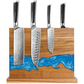 Minyuexia 797465344007 Magnetic Knife Holder - Acacia Wood Block Stor