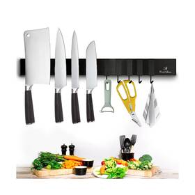 Mh0002 Mount Helicon 16 Inch Heavy Duty Kitchen Knife Magnetic Strip With Additional 5 Hooks-multi