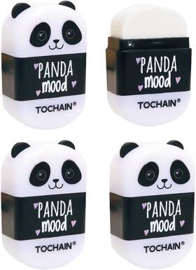 Jbd3-11 Mozxirz 4 Pcs Cute Panda 2-in-1 Pencil Sharpener And Eraser - Kawaii Small