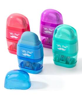 Exvp004m410vc Mr. Pen Pen- Pencil Sharpener And Eraser 4 Pack 2-in-1 Colorful