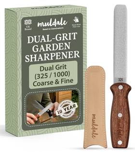 Md05gts Muldale Garden Tool Sharpener - Dual Grit Titanium File With Leather Strop Fo