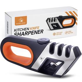 My Zesty Home 783495655954 3-step Knife And Scissor Sharpener With 5 Adjustable Angles Manual Pull Throu