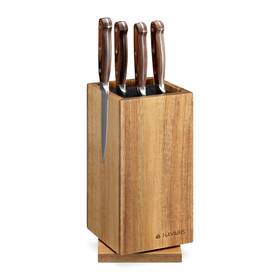 54909.01 Navaris Rotating Wood Knife Block - Magnetic Universal Holder Without Knives