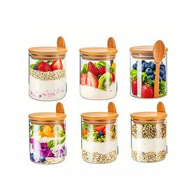 Nepivel 738281196210 6-pack 18.5oz Airtight Glass Meal Prep Containers With Lids Overn... Fas