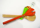 New Core Bamboo Wood Spoon Salad Servers Orange Organic Tongs Forks 813326029446